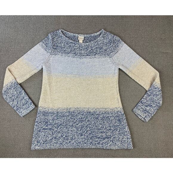 Chicos Sweater Space Dye Jewel Knit Stripe Metallic Thread Size Medium - Picture 1 of 8